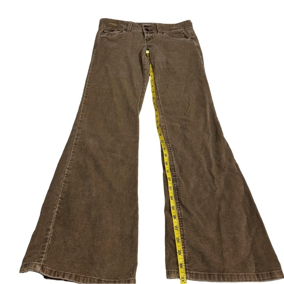 l.e.i. Brown Corduroy Pants Size 3 Double Button Front Distressed Flare Vintage - Picture 13 of 16